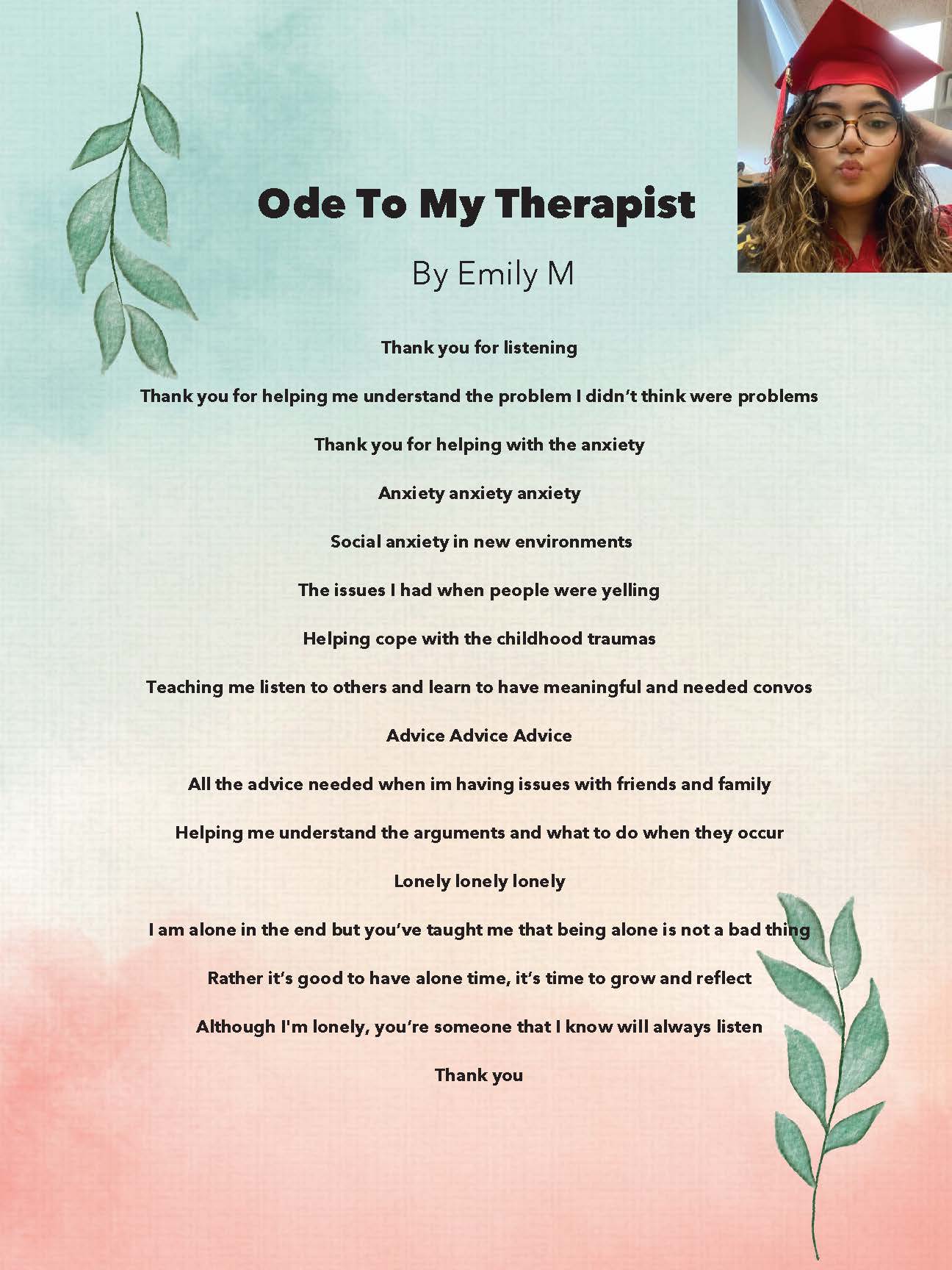 Ode to my Therapist